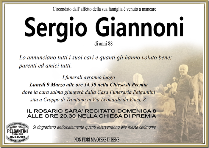 Sergio Giannoni di anni 88