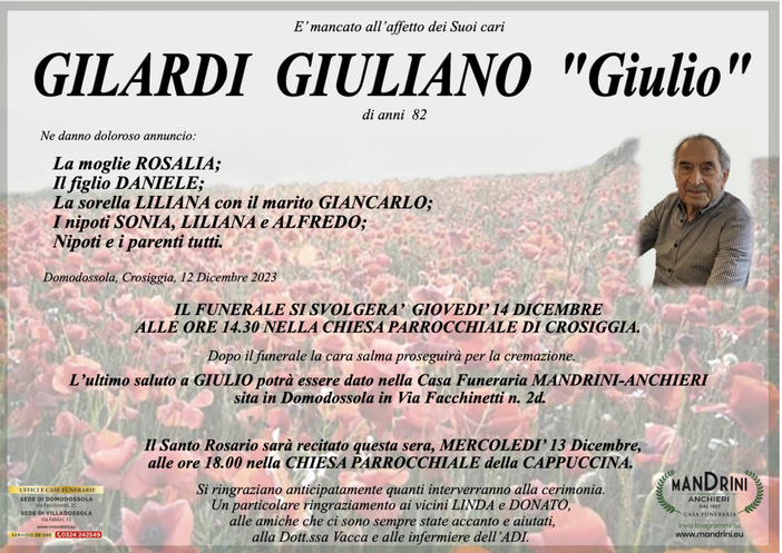 Gilardi Giuliano &quot;Giulio&quot;di anni 82