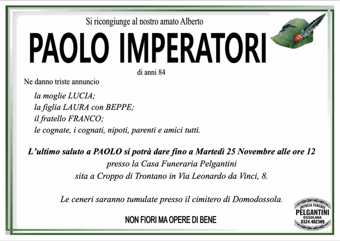 Paolo Imperatori di anni 84