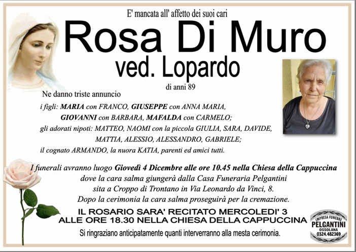 Rosa Di Muro ved. Lopardo di anni 89