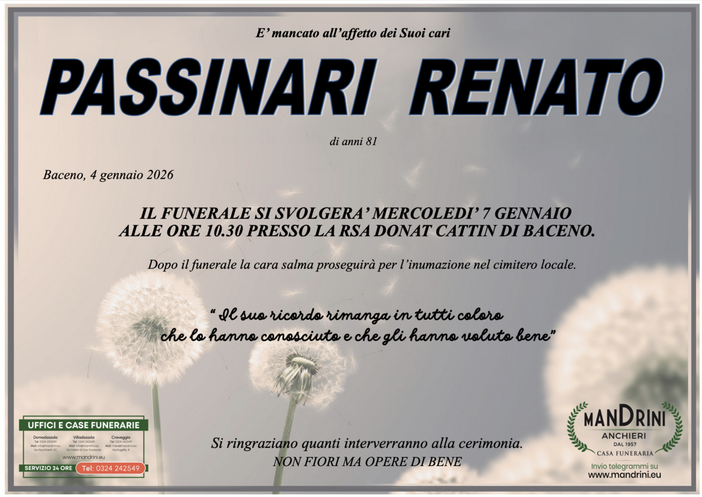 Passinari Renato di anni 81