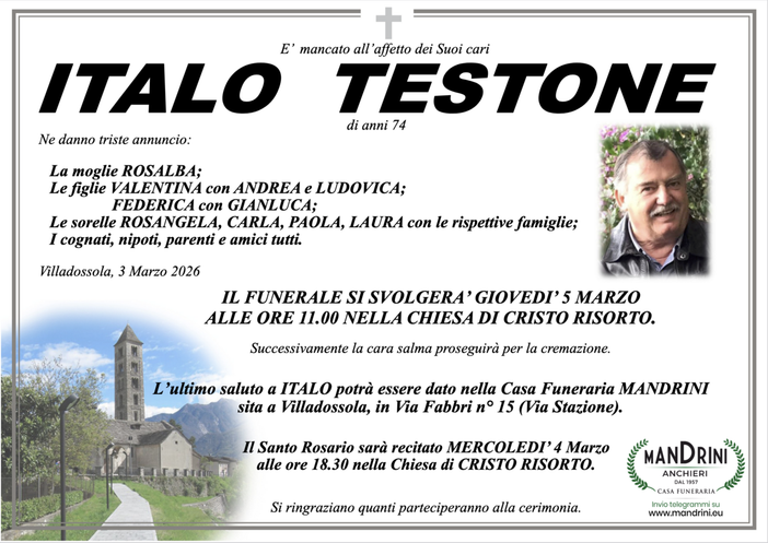 Italo Testone di anni 74