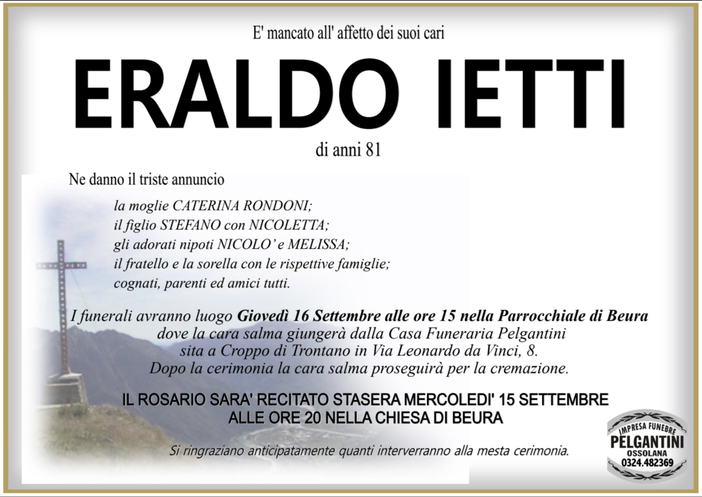 Eraldo Ietti di anni 81