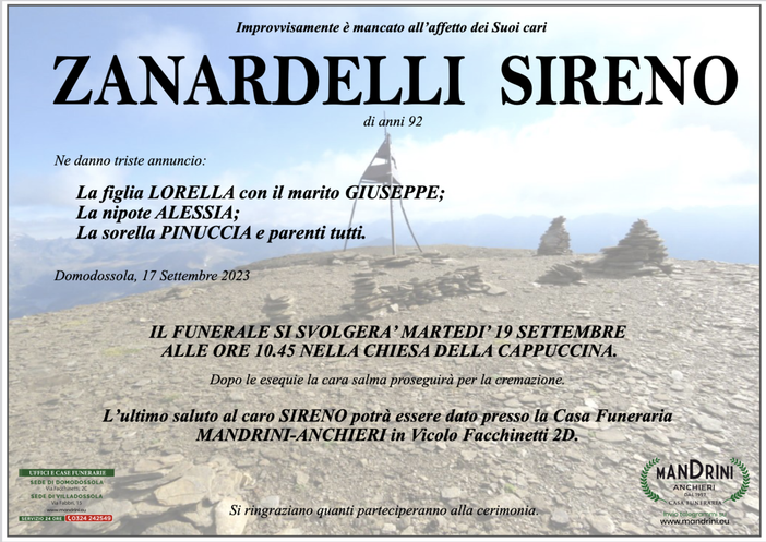 Zanardelli Sireno di anni 92