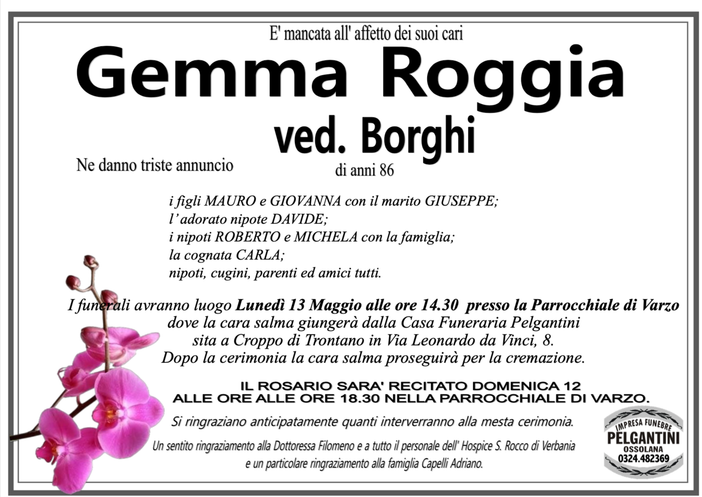 Gemma Roggia ved. Borghi di anni 86