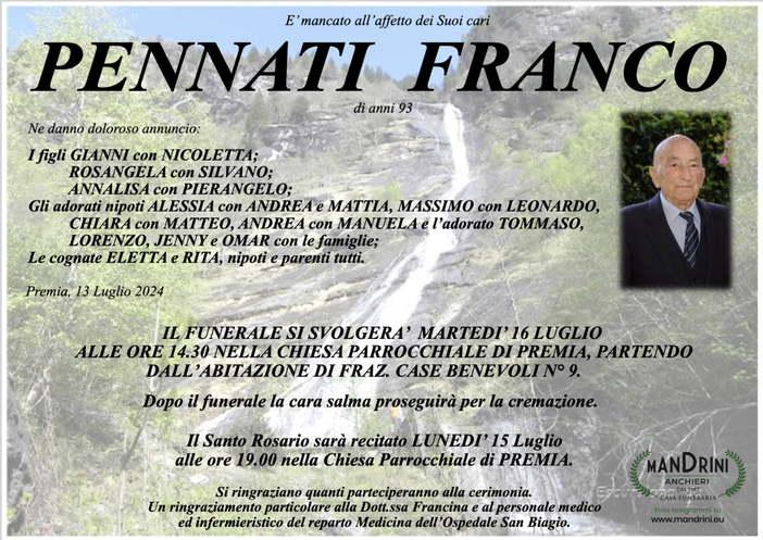 Pennati Franco di anni 93