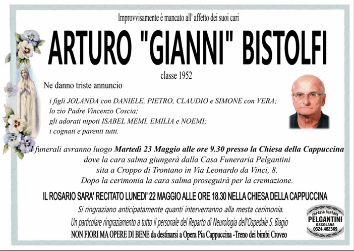 Arturo &quot;Gianni&quot; Bistolfi classe 1952