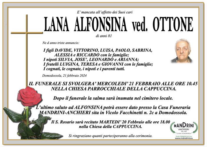 Lana Alfonsina ved. Ottone di anni 81