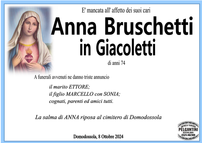 Anna Bruschetti in Giacoletti anni 74