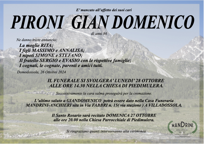 Pironi Gian Domenico di anni 86