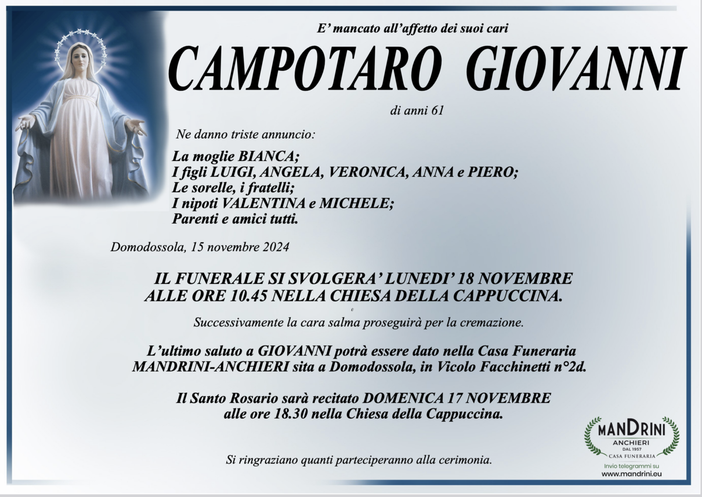 Campotaro Giovanni di anni 61