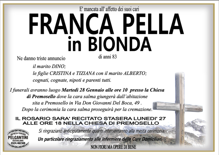 Franca Pella in Bionda di anni 83
