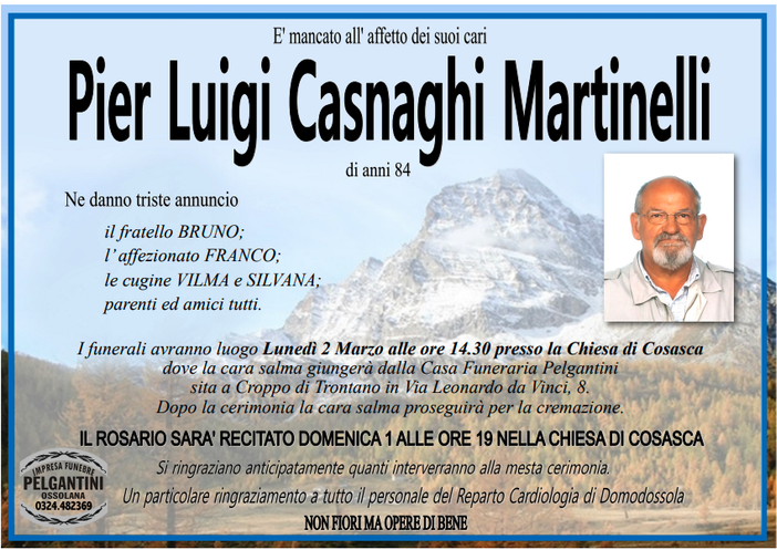 Pier Luigi Casnaghi Martinelli di anni 84