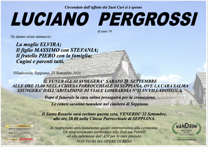 Luciano Pergrossi di anni 75