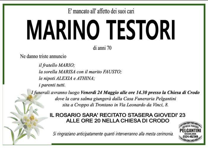Marino Testori di anni 70