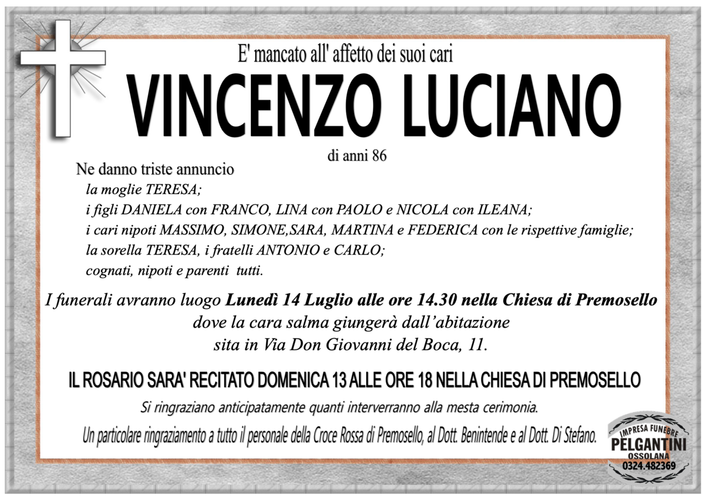 Vincenzo Luciano di anni 86