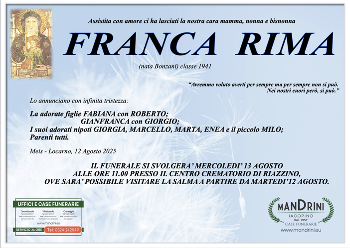 Franca Rima classe 1941