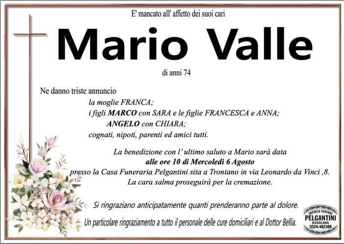 Mario Valle di anni 74