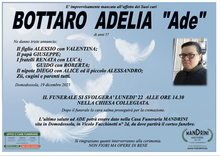 Bottaro Adelia "Ade" di anni 57