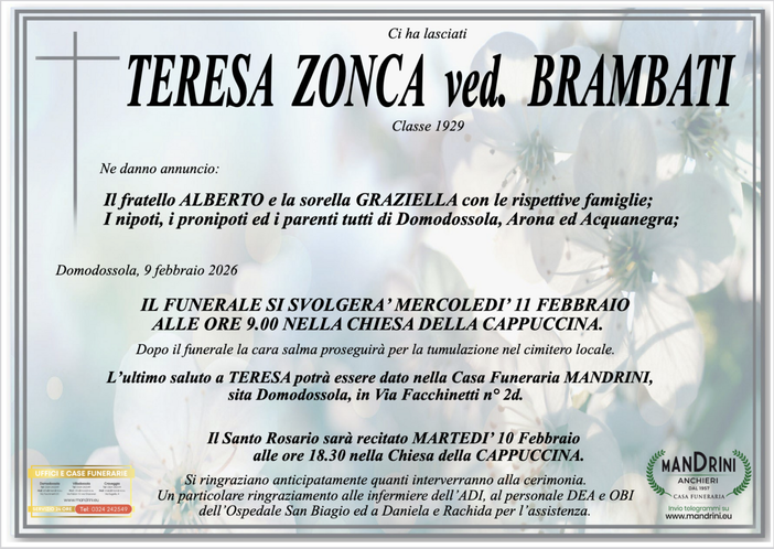 Teresa Zonca ved. Brambati classe 1929