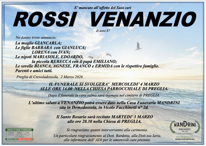 Rossi Venanzio di anni 87