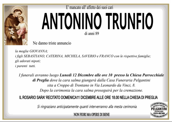 Antonio Trunfio di anni 89