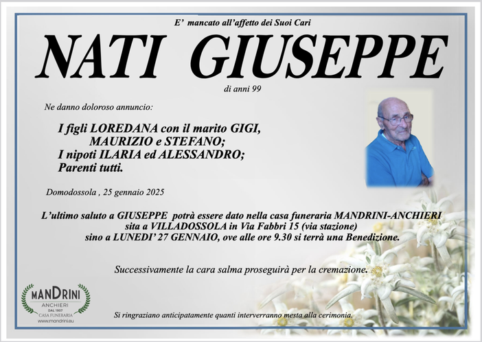 Nati Giuseppe di anni 99