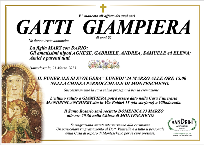Gatti Giampiera di anni 92