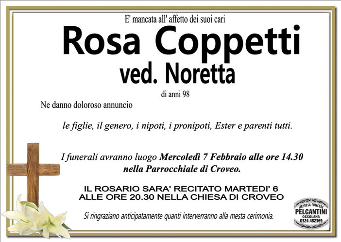 Rosa Coppetti ved. Noretta di anni 98
