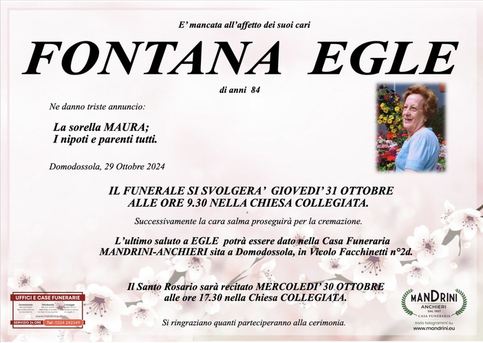 Fontana Egle di anni 84