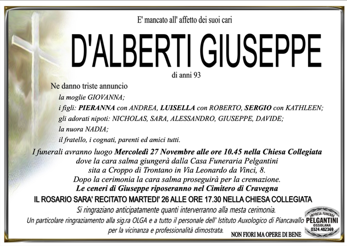 D'Alberti Giuseppe di anni 93
