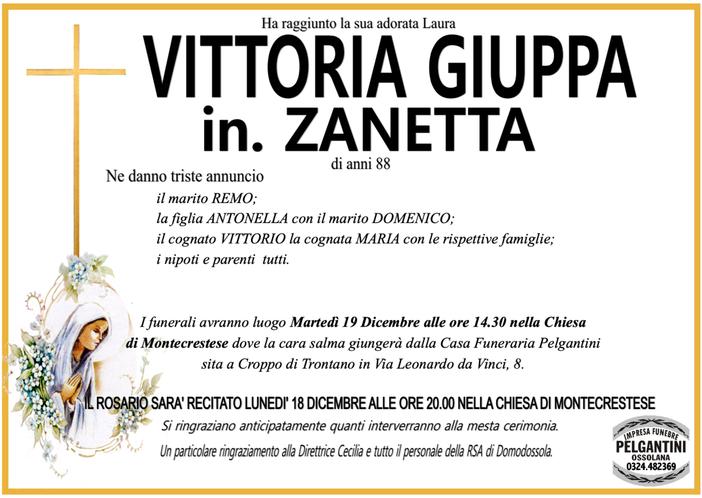 Vittoria Giuppa in Zanetta di anni 88