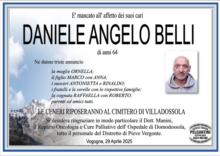 Daniele Angelo Belli di anni 64