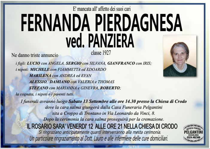 Fernanda Pierdagnesa ved. Panziera classe 1927