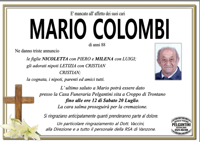 Mario Colombi di anni 88