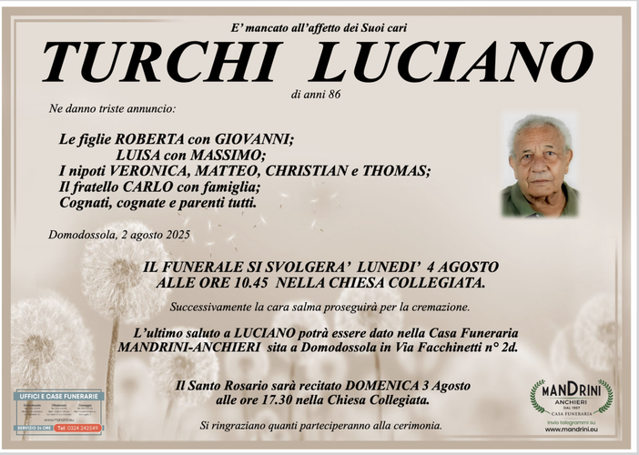 Turchi Luciano di anni 86