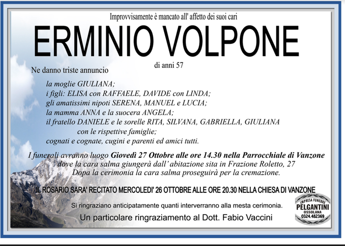 Erminio Volpone di anni 57