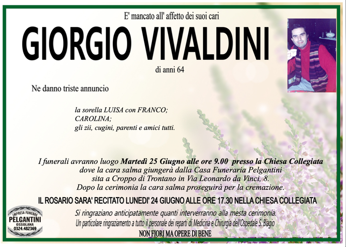 Giorgio Vivaldini di anni 64