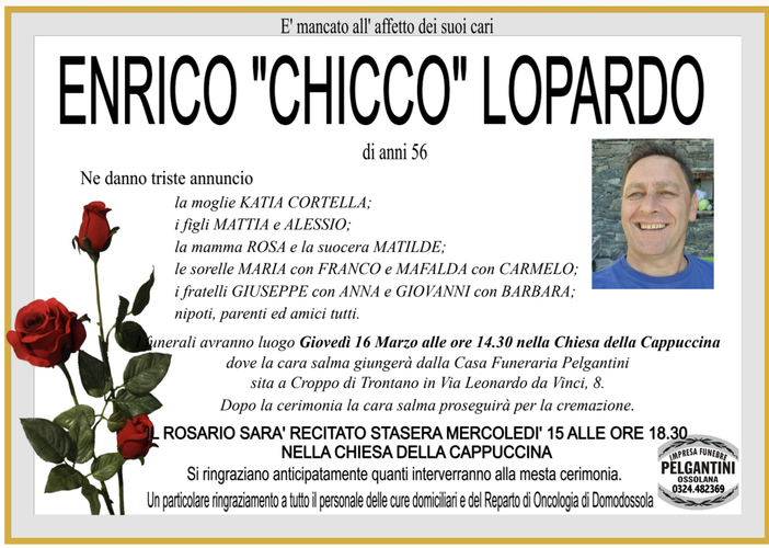 Enrico &quot;Chicco&quot; Lopardo di anni 56