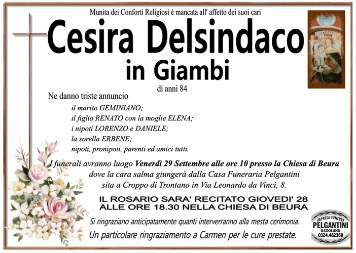 Cesira Delsindaco in Giambi di anni 84