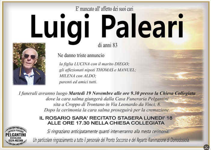 Luigi Paleari di anni 83