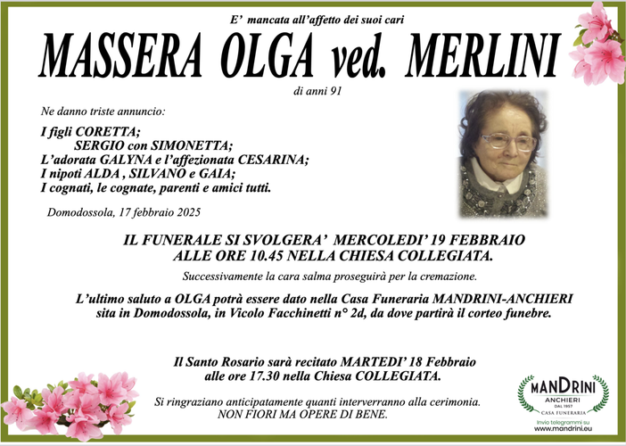 Massera Olga ved. Merlini di anni 91