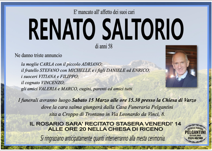 Renato Saltorio di anni 58