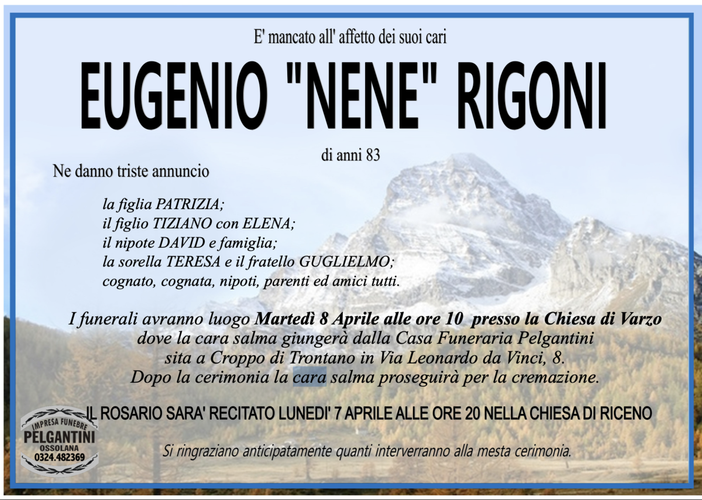 Eugenio "Nene" Rigoni di anni 90