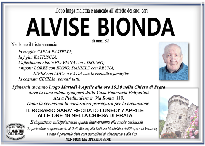 Alvise Bionda di anni 82