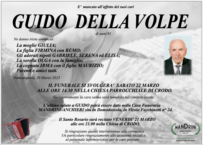 Guido Della Volpe di anni 81