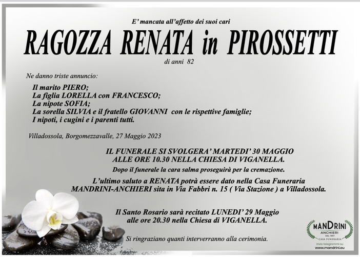 Ragozza Renata in Pirossetti di anni 82