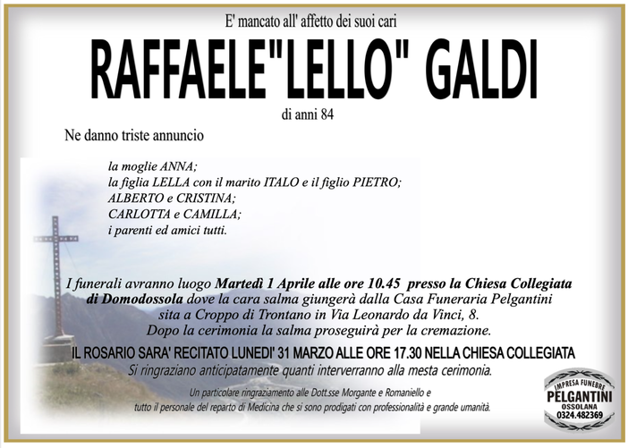 Raffaele "Lello" Galdi di anni 84