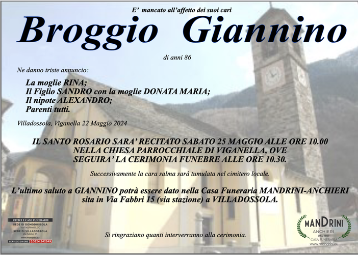 Broggio Giannino di anni 86
