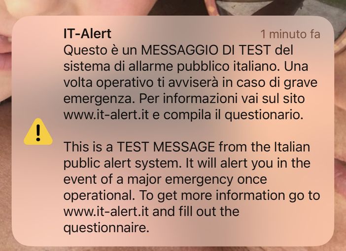 IT-Alert, effettuato il test sui cellulari in tutto il Piemonte IT-Alert, effettuato il test sui cellulari in tutto il Piemonte